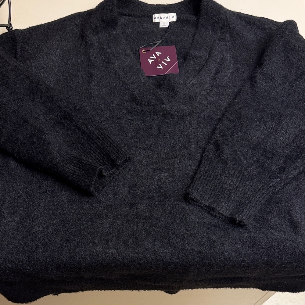 Ava and Viv Deep V Sweater 3X